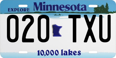 MN license plate 020TXU