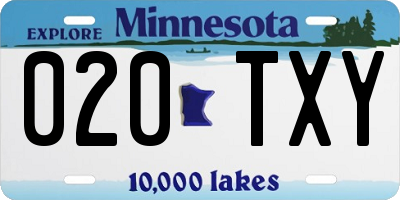 MN license plate 020TXY