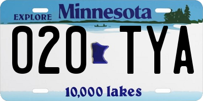 MN license plate 020TYA