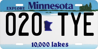 MN license plate 020TYE