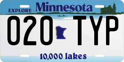 MN license plate 020TYP