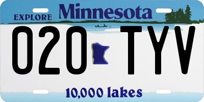 MN license plate 020TYV