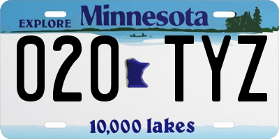 MN license plate 020TYZ