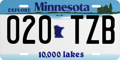MN license plate 020TZB