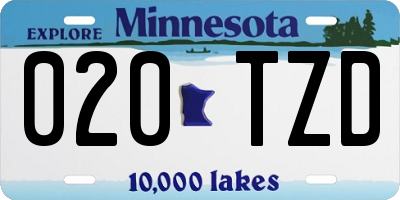 MN license plate 020TZD