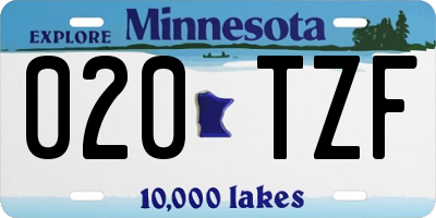 MN license plate 020TZF