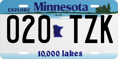 MN license plate 020TZK