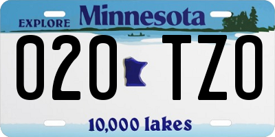 MN license plate 020TZO