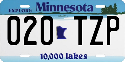 MN license plate 020TZP