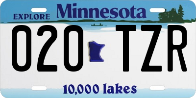 MN license plate 020TZR