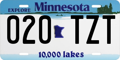 MN license plate 020TZT