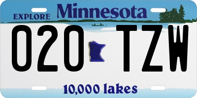 MN license plate 020TZW
