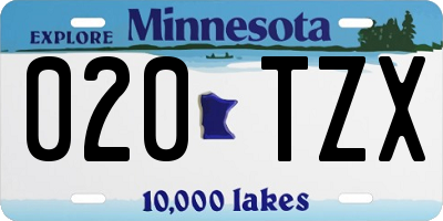 MN license plate 020TZX
