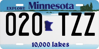 MN license plate 020TZZ
