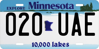MN license plate 020UAE