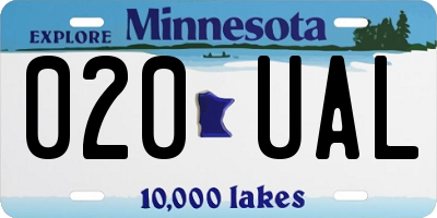 MN license plate 020UAL