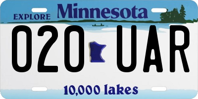 MN license plate 020UAR