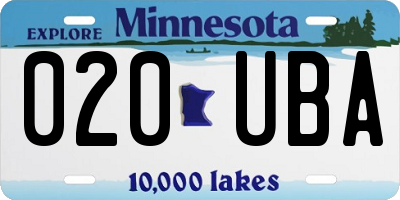 MN license plate 020UBA