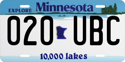 MN license plate 020UBC