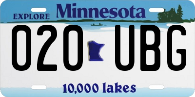 MN license plate 020UBG