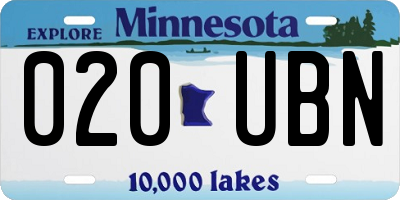 MN license plate 020UBN