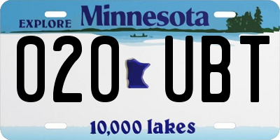 MN license plate 020UBT