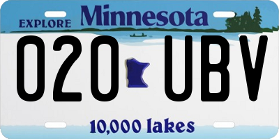 MN license plate 020UBV