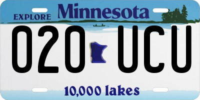 MN license plate 020UCU