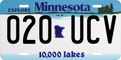 MN license plate 020UCV