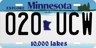 MN license plate 020UCW