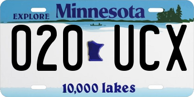 MN license plate 020UCX