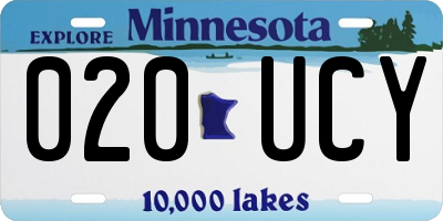 MN license plate 020UCY
