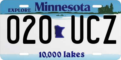 MN license plate 020UCZ
