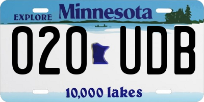 MN license plate 020UDB
