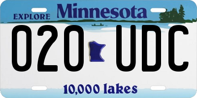 MN license plate 020UDC