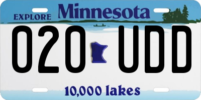 MN license plate 020UDD