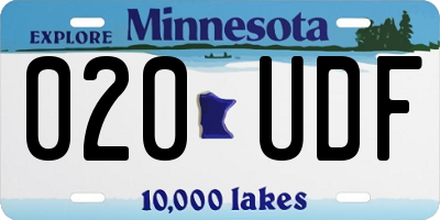 MN license plate 020UDF