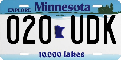 MN license plate 020UDK