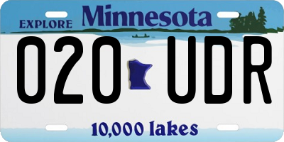 MN license plate 020UDR