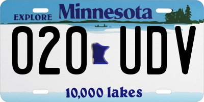 MN license plate 020UDV