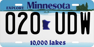 MN license plate 020UDW