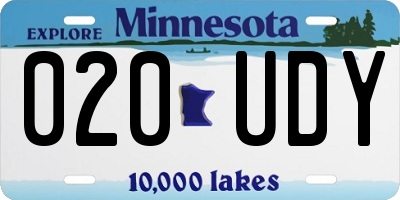 MN license plate 020UDY