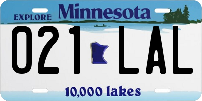 MN license plate 021LAL