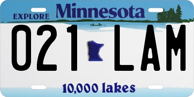 MN license plate 021LAM