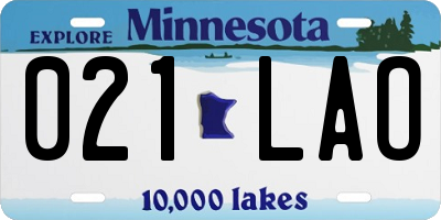 MN license plate 021LAO