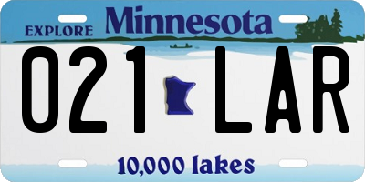 MN license plate 021LAR