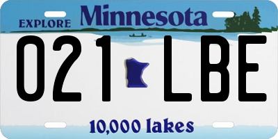 MN license plate 021LBE