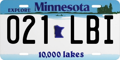 MN license plate 021LBI