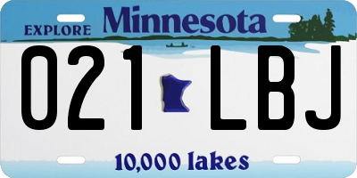 MN license plate 021LBJ