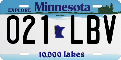 MN license plate 021LBV